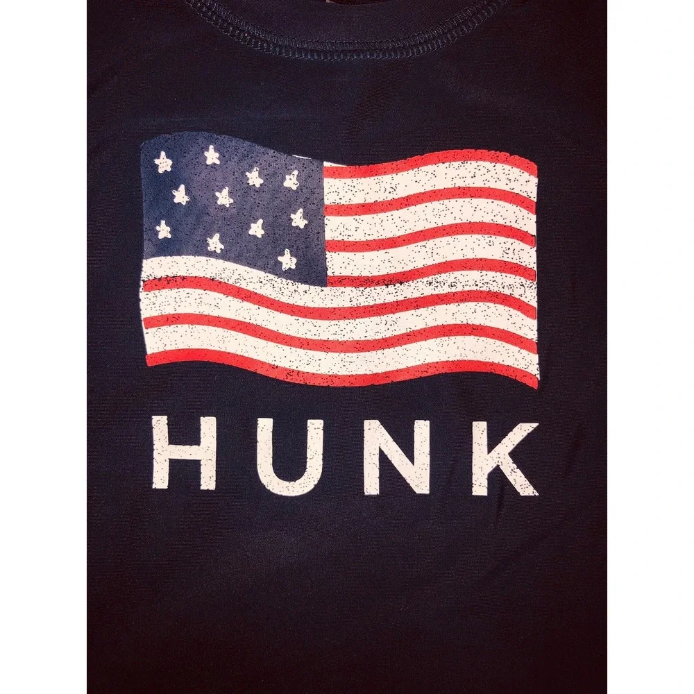 CARTER'S Rash Guard Baby Boy 3 months‎ Navy  Hunk USA Flag Patriotic Swim Top